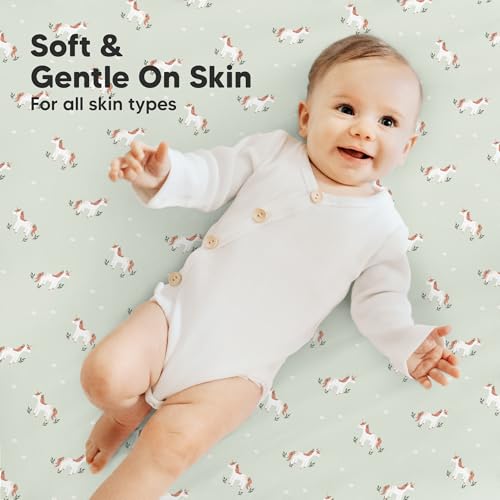 Image of 2-Pack Mini Crib Sheets Fitted, 38x26 Pack N Play Mattress Sheets (Lune Mystic)