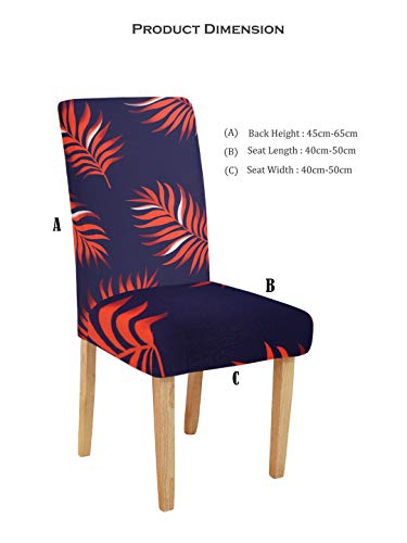 Image of Cortina Dining Chair Slipcovers | Anti Slip Chair Cover | Leaf Print, Removable & Easy Wash | Universal Fit Soft Stretchy Polyester Spandex | Living Room, Kitchen, Hall | Pack of 4, Navy