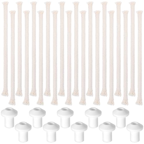 20 PCS Round Oil Lamp Wicks with 10 PCS Holders