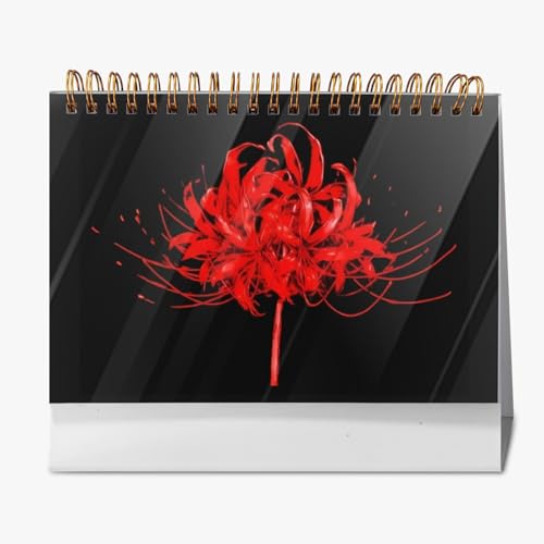 2026年 卓上カレンダー 彼岸花 花柄 月間カレンダー ページめくり 新日本カレンダー 実用性 文房具 360°書き込み 小型 デスクトップ おしゃれ 計画整理 プレゼント 2025年9月?2026年12月
