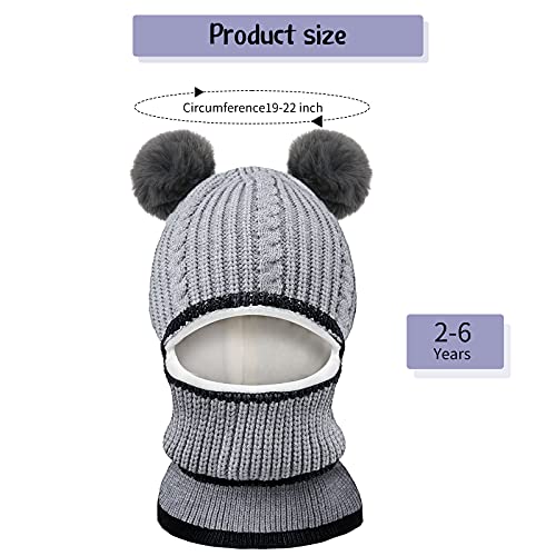 2 Pieces Kids Hood Scarf Kids Knit Hat Winter Thick Earflap Skull Caps for Boy Girls2