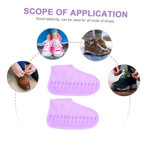Cubiertas para zapatos antideslizantes SUPVOX, 2 pares, color morado, para niños y adultos, material silicona, impermeables miniatura 5