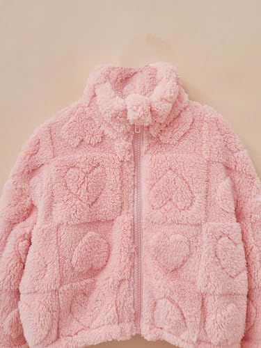 Verdusa Toddle Girls Sherpa Jacket Zip Up Fuzzy Fleece Jacket Warm Teddy Coat Outerwear4