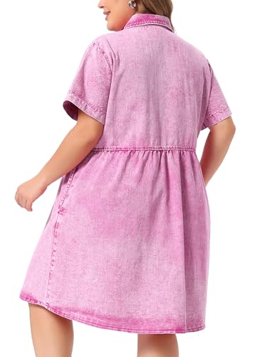 Image of Agnes Orinda Denim Dress for Women Plus Size Button Down Babydoll Sundress Jean Dress with Pockets 2026 Vacation