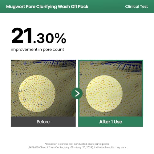 Image of AXIS-Y Mugwort Pore Clarifying Wash Off Pack - Face Exfoliator Targets Clogged Pores, Whitehead & Blackhead Remover - Vegan Korean Skin Care Glass Skin Clay Mask - 100 ml