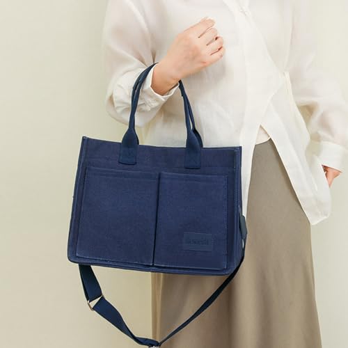 Image of Cherry Tote Bag for Women Canvas Patched Purse Cute Shoulder Bag Multi-Pocket Satchel Handbag for work travel