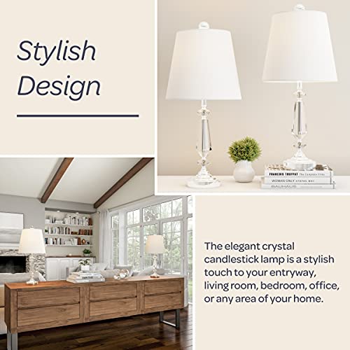 Lavish Home Crystal Candlestick Lamps, Faceted Shiny Matching Table Lamps For Living Room, Bedroom, Study Room - Stylish, Elegant, Modern Accent Lights For Any Home Decor - Set Of 2 (Bulbs Included) #TOP2