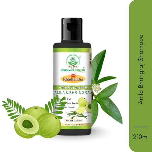 Image of Khadi Organic and Natural Amla & Bhringraj Shampoo Strengthens Hair, Promotes Growth, and Reduces Dandruff | Anti Dandruff Shampoo for Nourishing Hair| Suitable for All Hair Types, Pack of 2