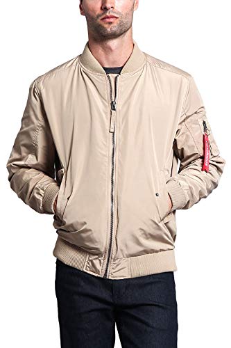 G-Style USA Men's Lightweight Top Gun Bomber Flight Jacket JK704 - Khaki - Medium - K4F