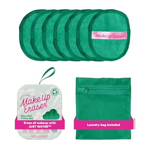 The Original MakeUp Eraser 7-Day Set, Erase All Makeup with Just Water, Including Waterproof Mascara, Eyeliner, Foundation, Lipstick, Sunscreen, and More! Recycled Green, 7 ct.