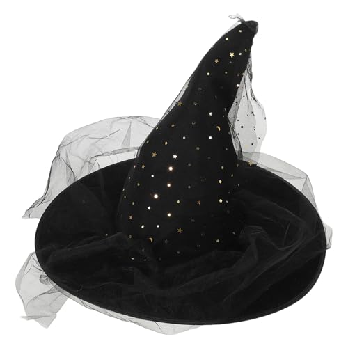 Abaodam Sombrero Unisex de Mago con Ala Ancha y Diseño Arrugado de Malla Suave para Disfraces de Halloween y Cosplay Fiestas de Adultos y Jóvenes