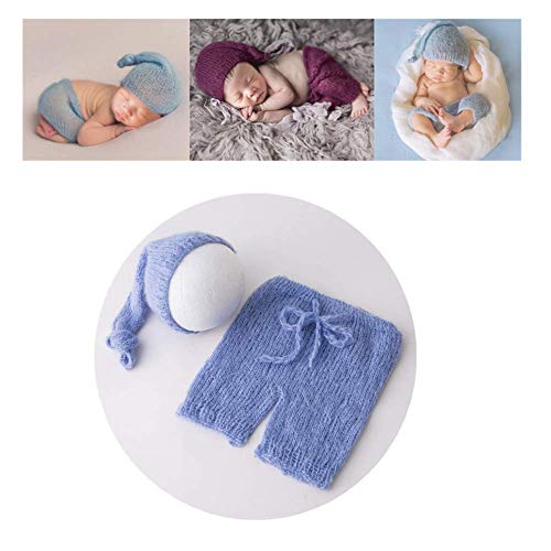 Vemonllas Fashion Cute Newborn Boy Girl Baby Costume Outfits Photography Props Hat Pants (Blue)