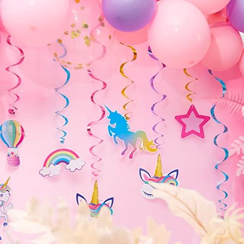 Unicorn Party Supplies Set - Rainbow Unicorn Party Decorations for Girls Birthday Banner Balloons Tablecloth Hanging Swirls Cupcake Toppers Reusable Plates Cups Napkins Serves 16 Guests 145 PCS