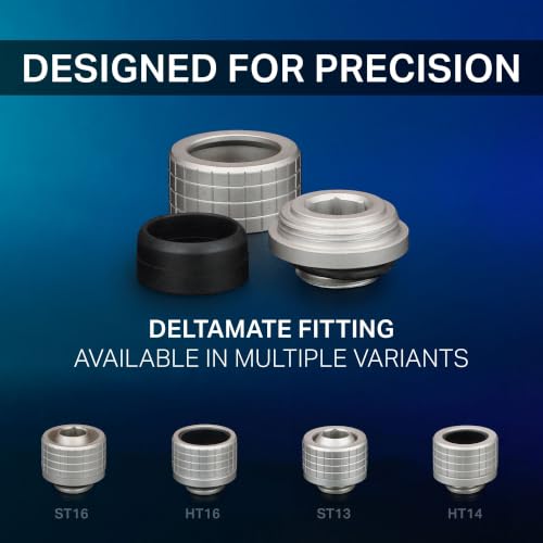 Image of Thermal Grizzly - DeltaMate - HT14 - Hard Tube Fitting - Matt Nickel - CNC-machined brass - G1 /4 inch thread, OD 14mm - for rigid plastic /metal tubing in water-cooling systems