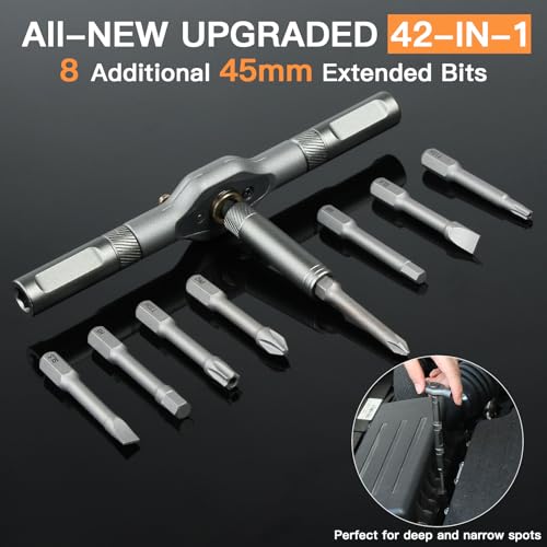 Faireach 42 in 1 Ratchet Screwdriver Set with Detachable T Handle, Magnetic Screwdrivers bits with Case, Multi Precision Repair Tool Kit for Furniture Electronics Cars Bicycle, DIY Free Combination 7 Faireach 42 in 1 Ratchet Screwdriver Set with Detachable T Handle, Magnetic Screwdrivers bits with Case, Multi Precision Repair Tool Kit for Furniture Electronics Cars Bicycle, DIY Free Combination - Image 7