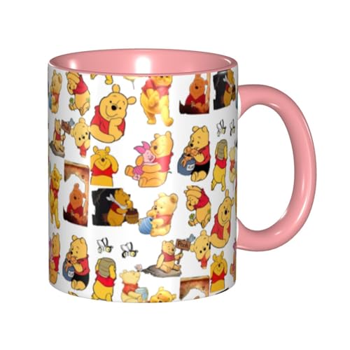 くまのプーさん セラミックマグカップ 食器 大容量コーヒーカップ 330ml 耐熱 おしゃれなマグカップ オフィスホーム用 プレゼントに最適 再利用可能 ギフト 男女兼用 Pink