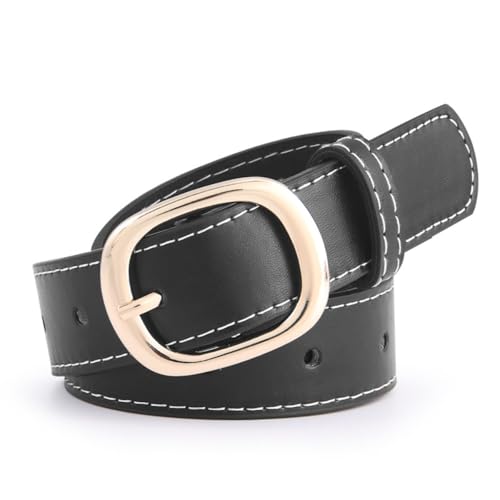 PU Belt Trendy Women Versatile Pin Buckle Waistband Luxury Design Waist Strap Waist Decoration(Black)
