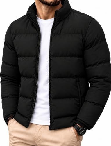 Buy T.N.X Mens Winter Puffer Jacket| Men’s Solid Black Quilted Puffer Jackets | Lightweight Warm Winter Wear | Full Sleeve Front Zip Closure | Casual Outdoor Travel Jacket for Men at Amazon.in - Image 2