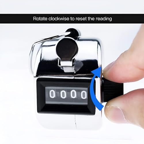 Image of Tally Counter 4-Digit Metal Manual Mechanical Handheld Pitch Click Counter 4-Digit Lap Counter Clicker, Hand Tally Counter for Cricket Score, Mantra Jaap,Event Managements,Lap,Fishing Etc