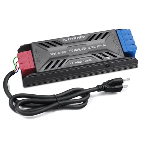 Image of LED Driver with Plug 24V 100W Ultra Slim LED Power Supply 110V AC to 24V DC 4.2A 100 Watt Quiet Low Volt Converter LEDs Transformer Constant Voltage for LEDs Strip Light, Indoor
