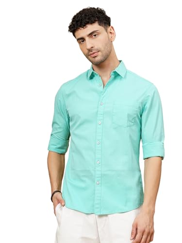 Image of The Indian Garage Co Men Slim Fit Solid Full Sleeves Cutaway Collar Casual Shirt