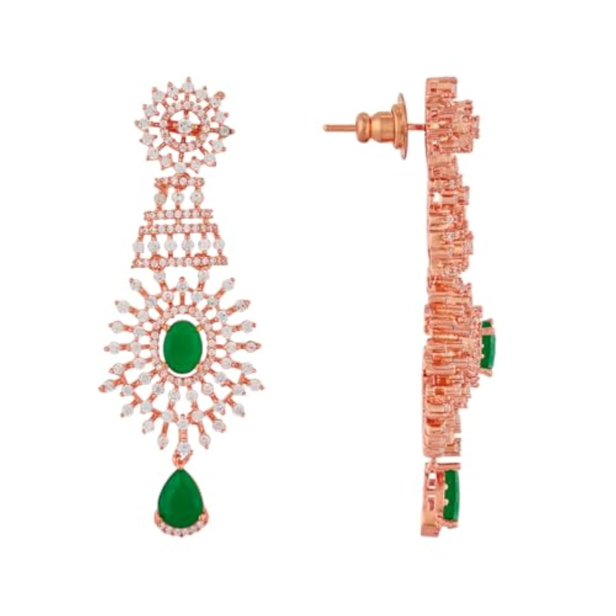 Women's Ruby Rose Gold Plated Zircon Necklace Set with Earrings