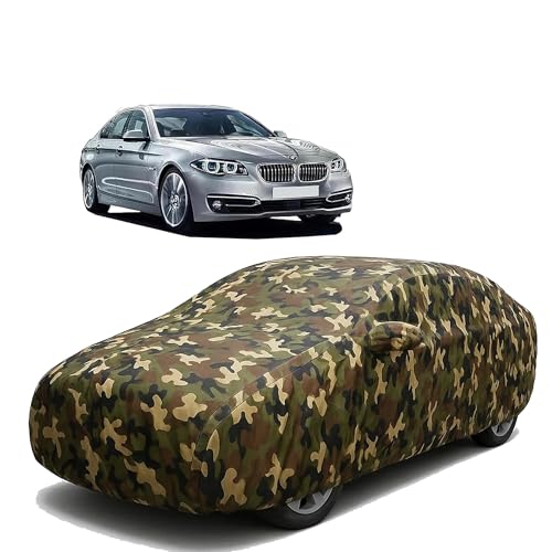 Image of Sulfar 100% Waterproof Car Body Cover Compatible with Mirror for BMW 520i with Long Lasting Durable Material (Triple Stitched, Full Bottom Elastic, Camouflage Army)
