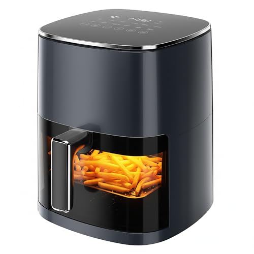 Image of HealSmart 12-in-1 Air Fryer Oven, 6.34 Qt Digital Convection Oven with Visible Window & 1700W, Air Fry, Roast, Bake, Nonstick Basket, Black