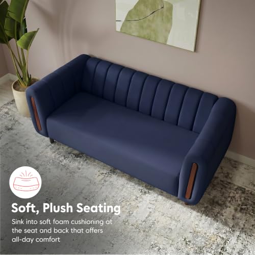 Image of Interio by Godrej Sofa Paramount 6 Seater Fabric Sofa Set (3+2+1) for Living Room, 1-Year Warranty, Solid Wood, Ocean Blue