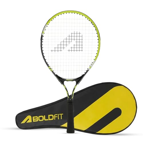 Image of Boldfit Tennis Racket, Aluminium Lawn Tennis Racquet for Adults & Kids, Lightweight, Durable & Beginner Tennis Gear for Children with Protective Cover, Ideal for Outdoor Play & Training