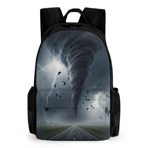 SVEFDOC Polyester Daypack Backpack for Sports Travel Running, Big Capacity Anti-Theft Multipurpose Carry On Bag, Tornado Art Laptop Book Bag Rucksack