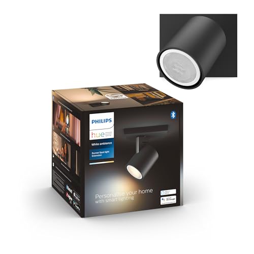 Philips Hue White Ambiance Runner 1er Spot schwarz, inkl. 1x5W GU10 LED Lampe, dimmbar, alle Weißschattierungen, steuerbar via App, kompatibel mit Amazon Alexa (Echo, Echo Dot)