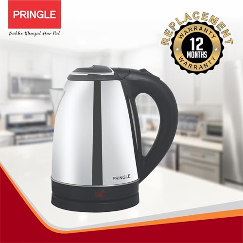 Image of Pringle Nexxa 1.8L Stainless Steel Electric Kettle for Boiling Water for tea and Noodle making with 12 Months Replacement Warranty