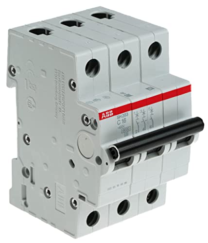 ABB SH200 MCB Leitungsschutzschalter Typ C, 3-polig 16A 440V, Abschaltvermögen 6 kA Compact Home DIN-Schienen-Montage