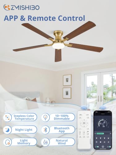 Image of ZMISHIBO 60 Inch Ceiling Fans with Lights, Remote&App Control, Flush Mount
