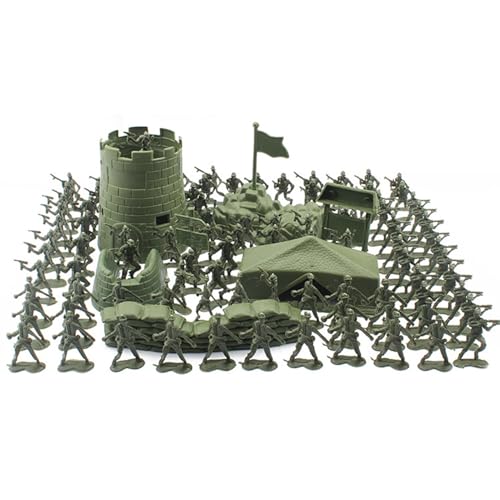 Pomurom Set de Jeu Militaire, 100 Pièces Armée Militaire Jouet, Figurine Soldats et Accessoires de Combat, Jeux de Simulation de Guerre Figurine d'action pour Enfant...
