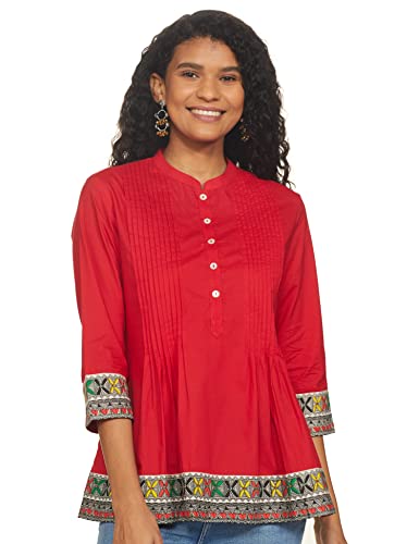 Image of Amazon Brand - Myx Women Cotton Regular Fit Short Kurti (Available in Plus Sizes)
