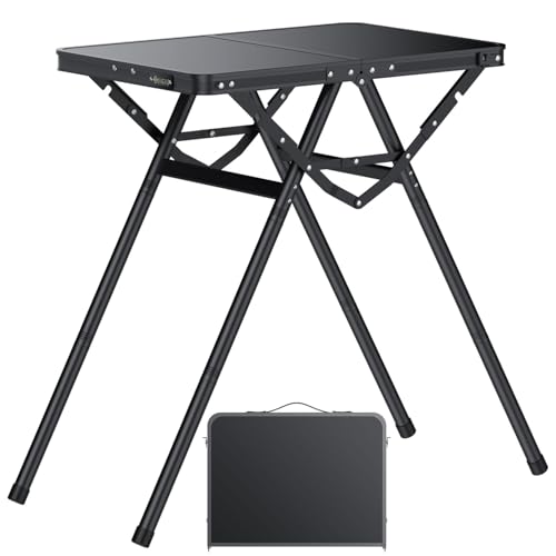JiGiU Table de Camping Pliante 60 x 40 cm avec 3 hauteurs réglables Table de Grillade Pliable Structure en X Cadre en Aluminium Table de Pique-Nique Portable...