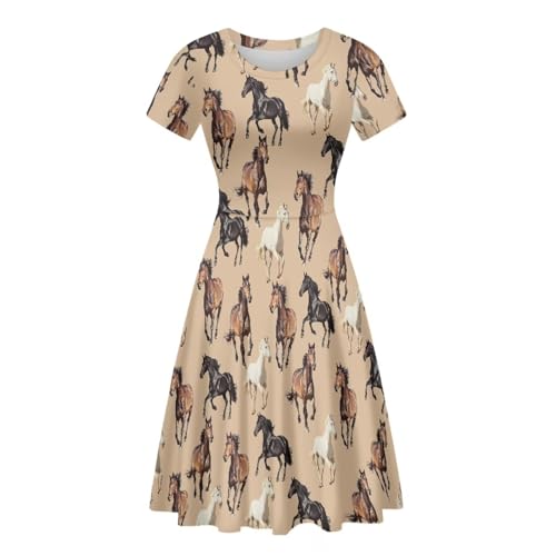 Image of Biyejit Women's Summer Casual Short Sleeve T-Shirt Swing Dress Crew Neck Plus Size S-4XL