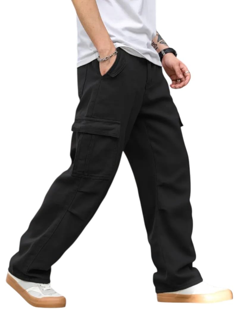 Q-RIOUS Men’s Cotton Casual Cargo Pants – Multi-Pocket Durable Work & Travel Trousers