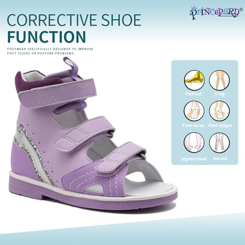 princepard Orthopedic Sandals for Kids and Toddlers,High-top AFO Shoes with Arch and Ankle Support2