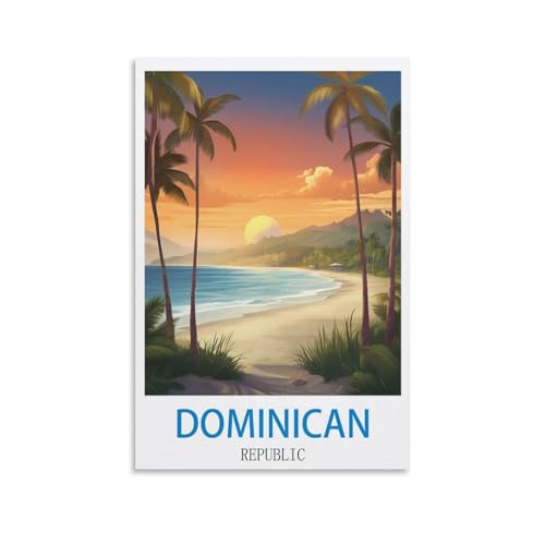 NABIQUE Poster de voyage vintage de République dominicaine, 20 x 30 cm, peinture sur toile, affiches murales et impression d'art moderne pour chambre à coucher