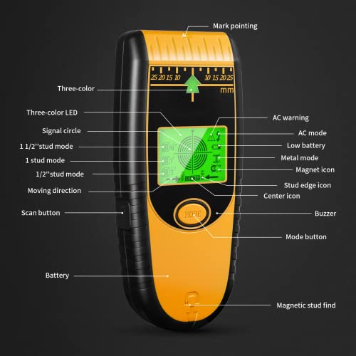Stud Finder Wall Scanner Sensor - New 7 In 1 Electronic Wall Wood Metal Studfinder Edge Center Beam Sensor Detector With Lcd Display ＆ Audio Alarm Ac Wire Stud Finder For Detection Pipe Joist Drywall #TOP4