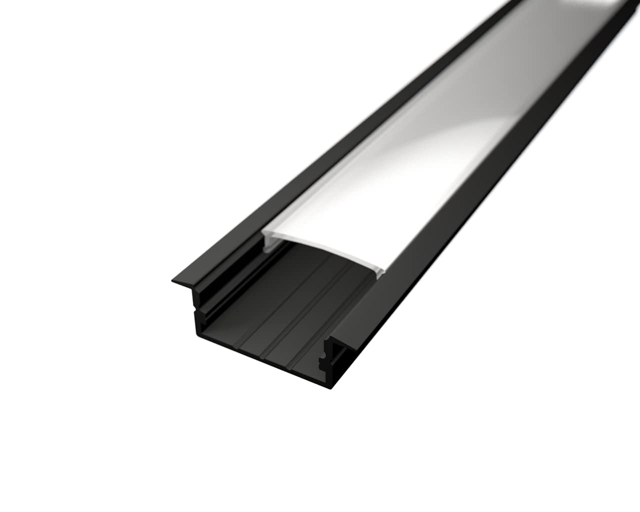 LED Einbauprofil WIDE-IN-20 Aluminium Silber für LED Streifen inkl. Abdeckung klar oder milchig, für LED Bänder bis max. 20mm Montage Leiste (2m Profil Schwarz + matte Abdeckung)