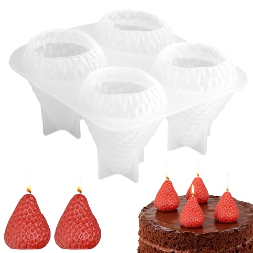 GZRXIOUS Moule à bougie 3D en silicone fraise, Moule en silicone, Bougies parfumées, Pour verser des bougies