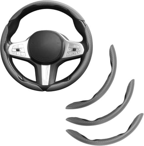 EINESIN Auto Lenkradabdeckung, Universal Segmented Lenkradschutz Kohlefaser Lenkrad Abdeckung, 3er Set Anti Rutsch Lenkradabdeckung Lenkradschoner (99% Fahrzeuge)