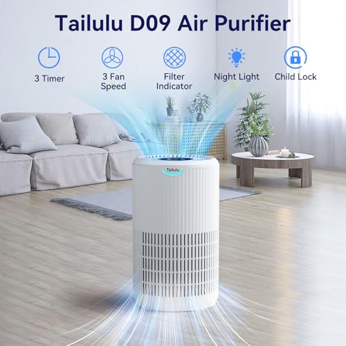 Image of Air Purifiers for Home Large Room Up to 1680 Ft, Tailulu H13 HEPA Air Filter Cleaner, 360 Air Intake & Outlet,Smoke Dust Pollen,15dB Sleep Mode Air Purifiers for Bedroom Living Room, Kitchen, Office