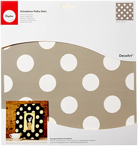 Rayher Mask Stencil for Crafts and Painting, Reusable Silk Screen Template with Polka Dots Design, 30.5x30.5cm, 38970000