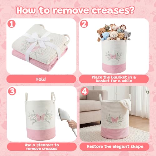Image of Honeydak Pink Butterfly Laundry Basket Hamper Coquette Laundry Basket