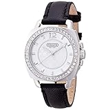 Coach Womens 14501789 Mini Boyfriend Black Leather Crystal Glitz Watch